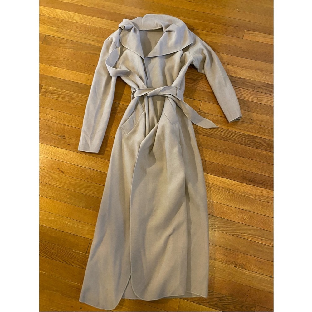 Coat beige wrap maxi cardigan coatigan S M BooHoo jacket belted trench